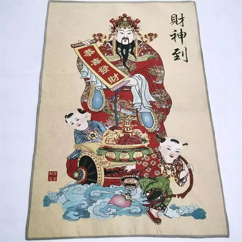 

Картина из парчи с вышивкой Thangka, Бог богатства, изысканное украшение для дома, zhsocai