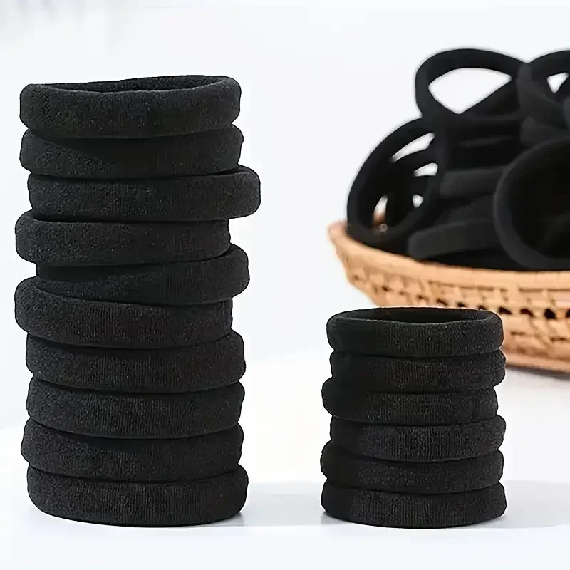High Elastic Hair Bands Girls Black Basic