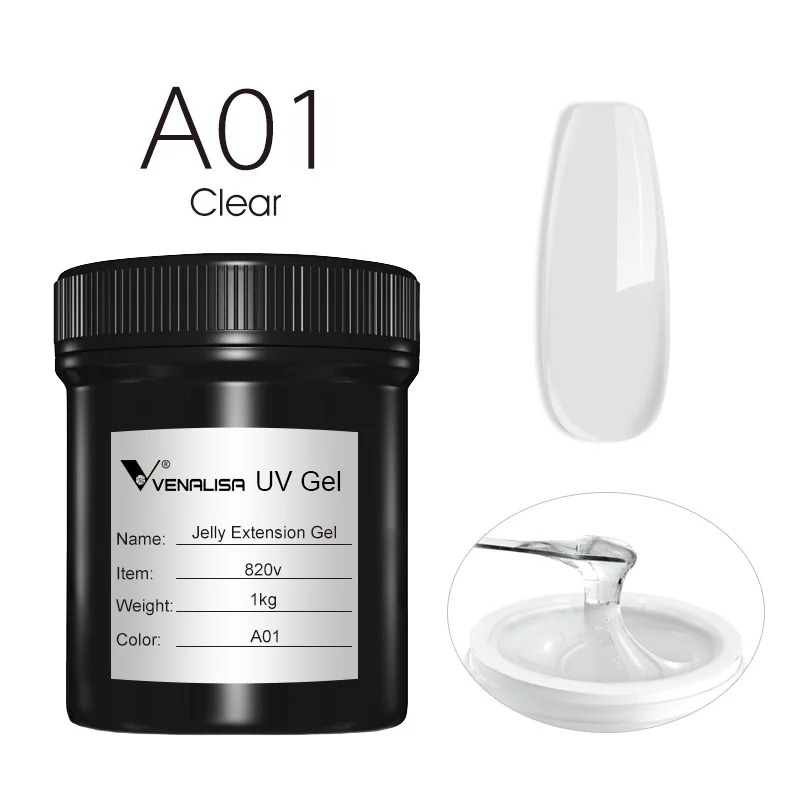 VENALISA 젤리 젤 대용량 1L 젤리 누드 컬렉션 불타지 않는 UV LED 소프트 익스텐션 젤 네일 젤 네일 매니큐어