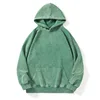 New Washed Retro Distressed Pure Cotton Hoodie for Men and Women, Solid Color Pullover, Fashionable Casual Hooded Sweatshirt 3