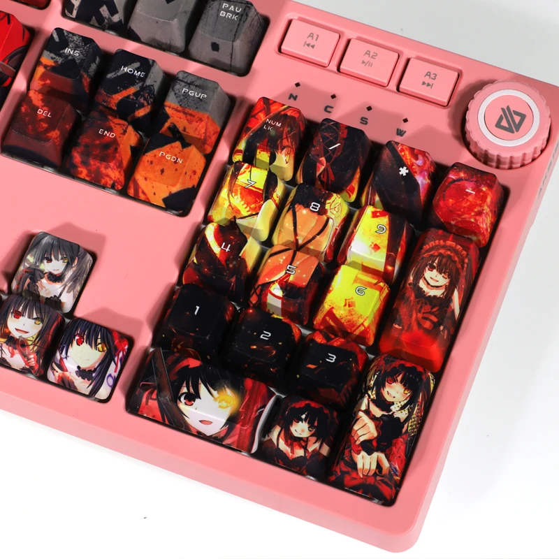 Data um Tokisaki Kurumi 108 Chave Pbt Tintura Sublimação Cereja Perfil mx Cruz Eixo Interruptor Anime Teclado Mecânico - Imagem 5