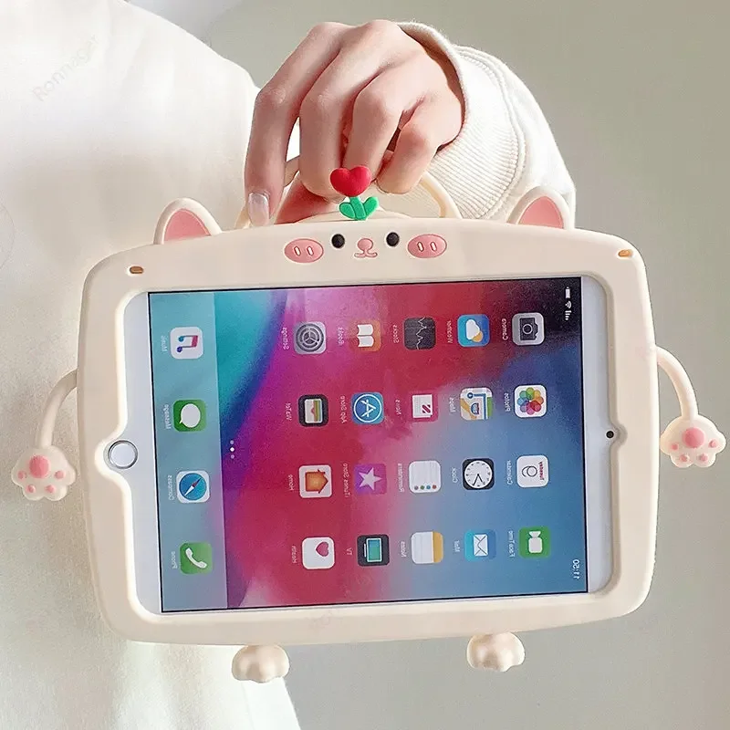 Adorable 3D Cartoon Cat Silicone Tablet Case