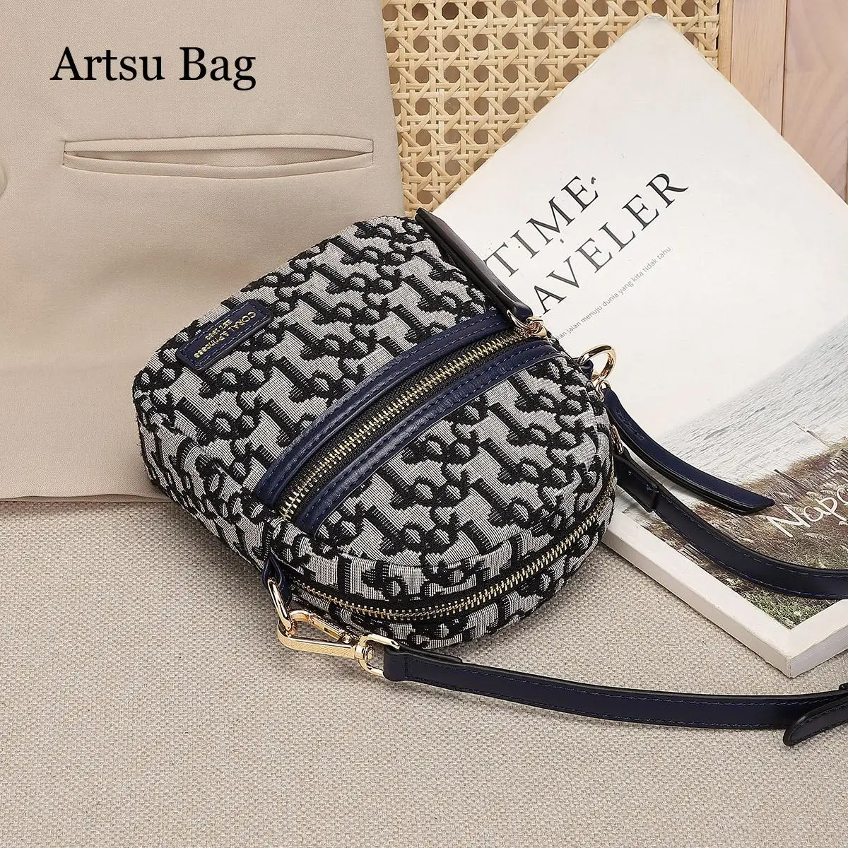 Women's Crossbody Bag New Style Geometric Fashion Trendy Exquisite Mobile Phone Bag Checkerboard Grid Pattern Mini Shoulder Bag