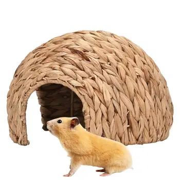 Rabbit Tunnel Safe Bunny Grass House Natural Cattail Hideout Hand Made Cattail House For Guinea Pig Hamsters Chinchilla Ferret 2