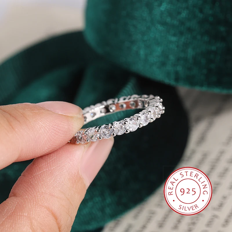 

925 Sterling Silver Ring for Women Exquisite Full Diamond Zircon Ring High Quality Party Jewelry Anniversary Gift