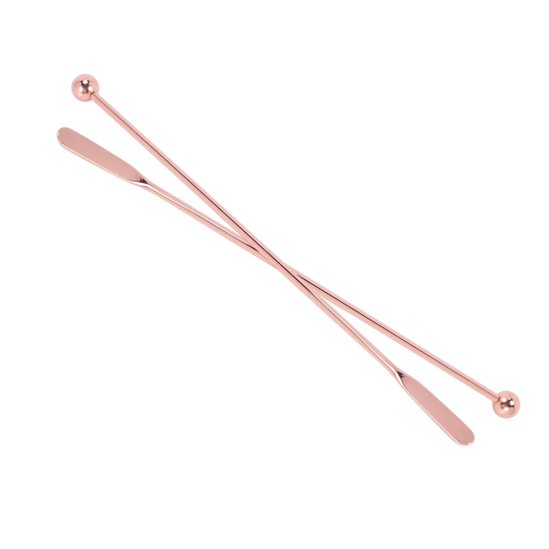 5Pcs Stainless Steel Stirrer Beverage Stirrers Stir Cocktail Swizzle Stick-Rose Gold-Straight Bar,19Cm images - 6