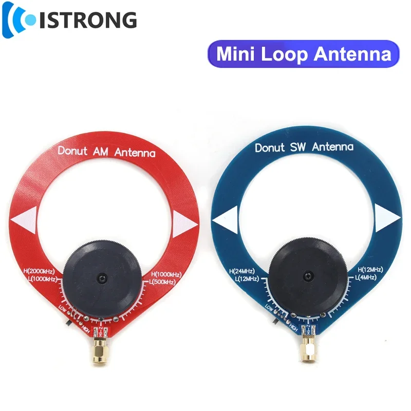 Mini Small Loop Antenna Donut Blue SW Shortwave Antenna 4-24MHz Donut Red AM(MW) Medium Wave 500-2000kHz