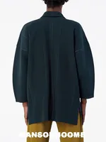 Miyake Pleated Cardigan Single Buttom Long Jacket Men Smart Causal Designer Loose Coats 2
