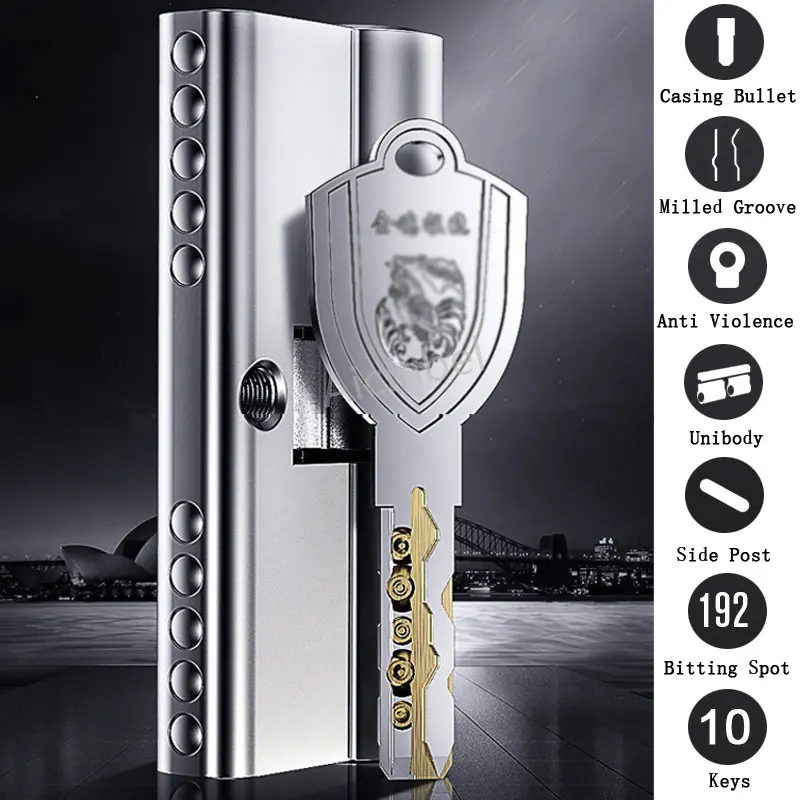 Description Picture 3 of item12Pcs Keys European standard lock cylinder Israeli door lock anti-theft door lock entry door cylinder lock outdo lock key lock