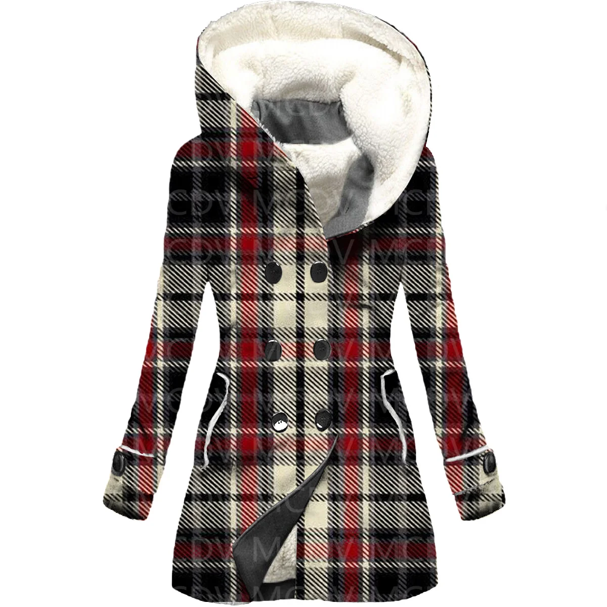 Christmas 3D Printed Fleece Hooded Cloak Women Thick Warm Coat Women's Winter Warm Overcoat
