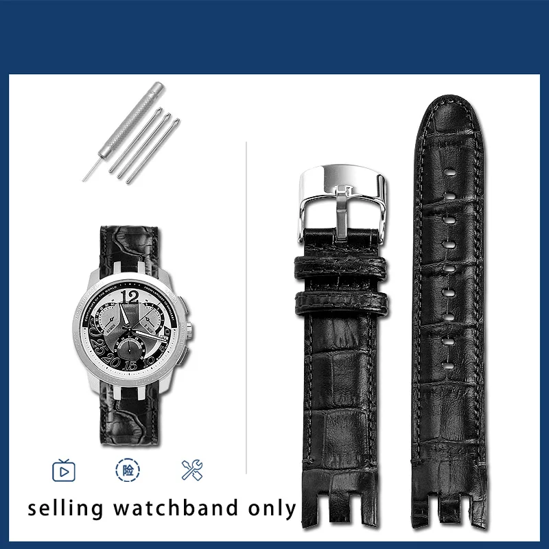 Cowhide Crocodile Pattern watch Strap for Swatch Watchband