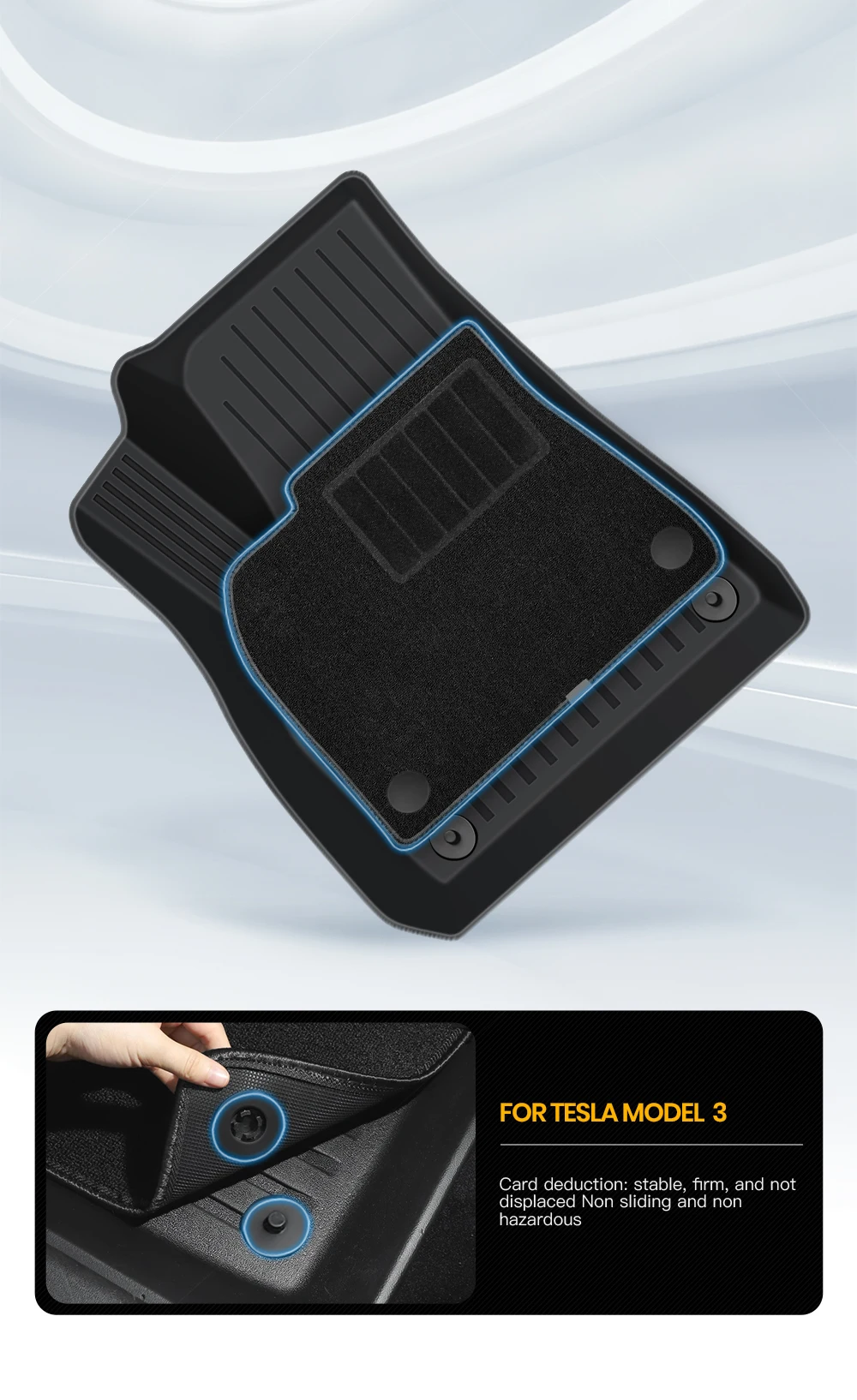 For Tesla Model 3 2021-2023 Model 3 Highland 2024 TPE Floor Mats Waterproof Lugg
