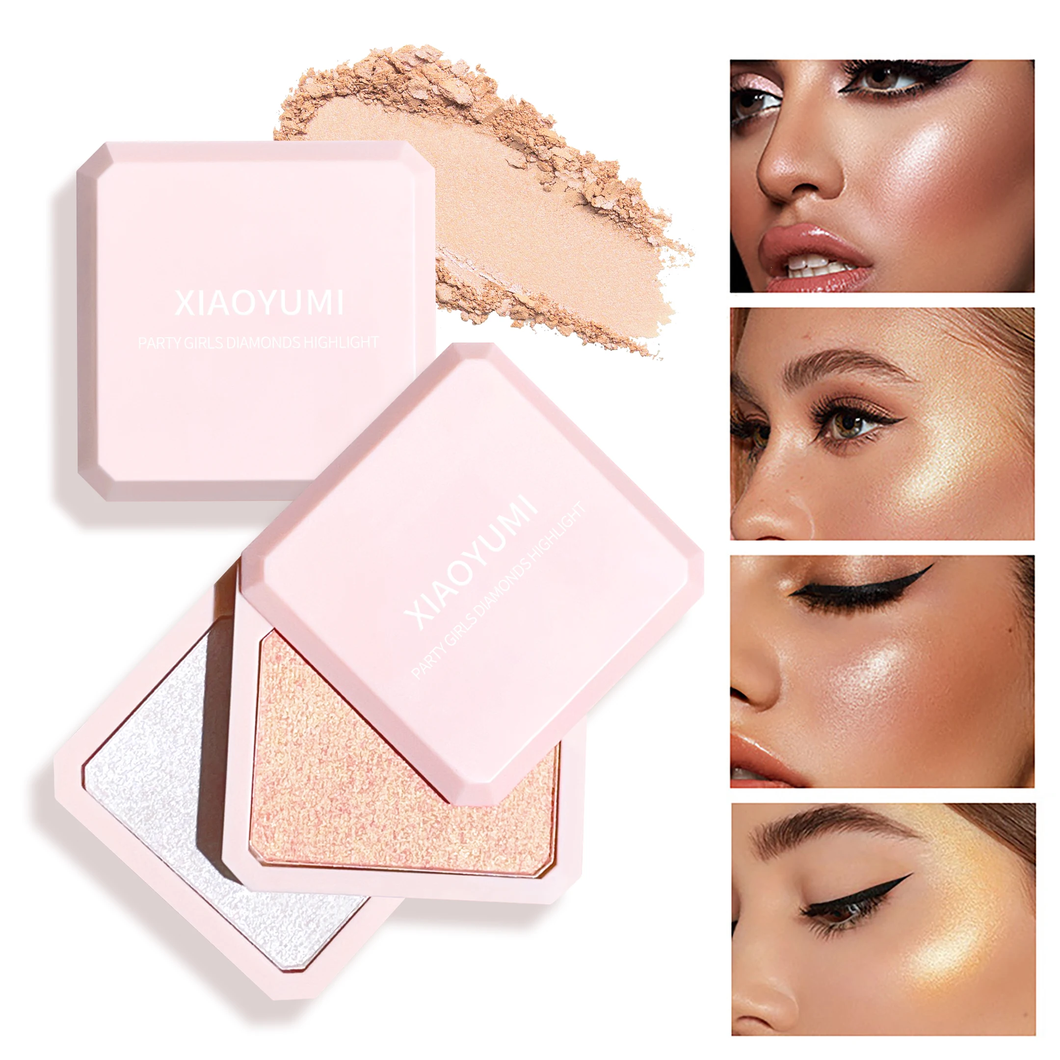Description Picture 6 of itemDouble-layer highlighter powder potato mash fine shimmer pearl highlight contouring palette for a natural