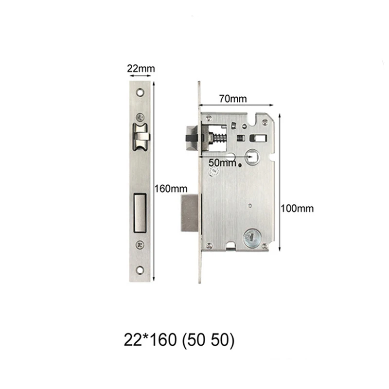 Description Picture 5 of item5050 22x147 160 170 180 190 200 220 240  Round Corners steel security fingerprint door lock body,Mechanical lock accessories