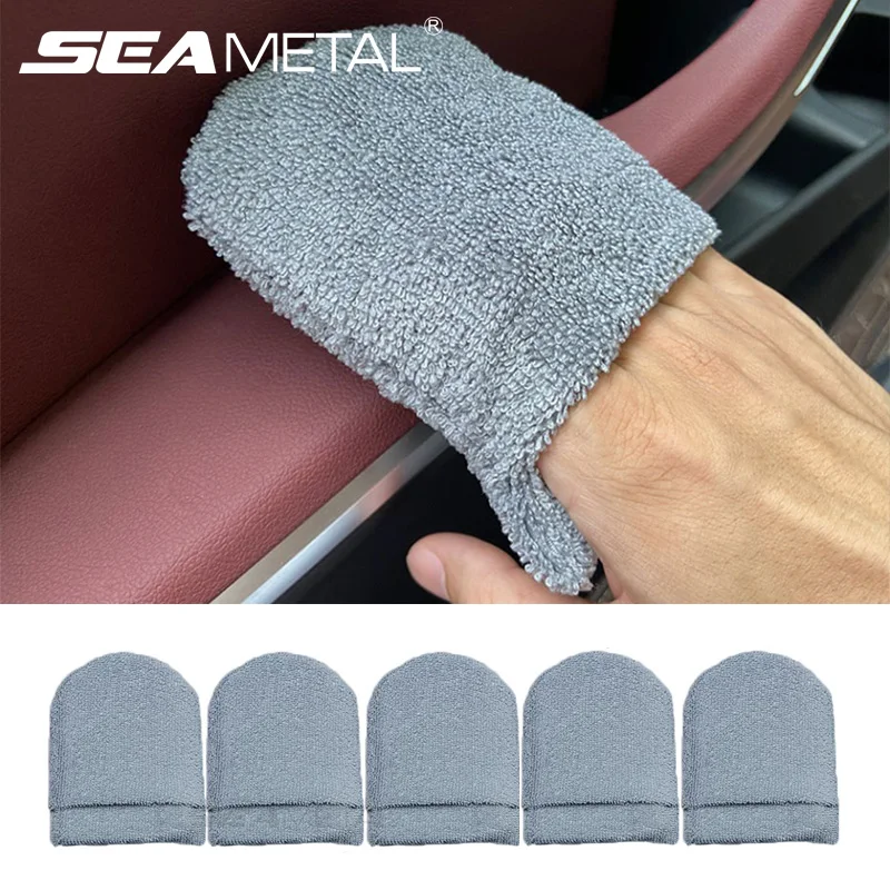 Car Polishing Wax Sponge 5pcs SEAMETAL Soft Microfiber Car Wax Applicator Mitts Foam Applicator Pad for Detailing Care Tool