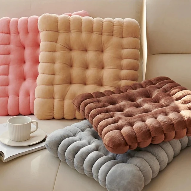 Coussin de méditation en forme de biscuit 40x40CM, coussin de chaise moelleux en peluche, lavable en Machine, coussin de siège d'étudiant, décoration de salon 5