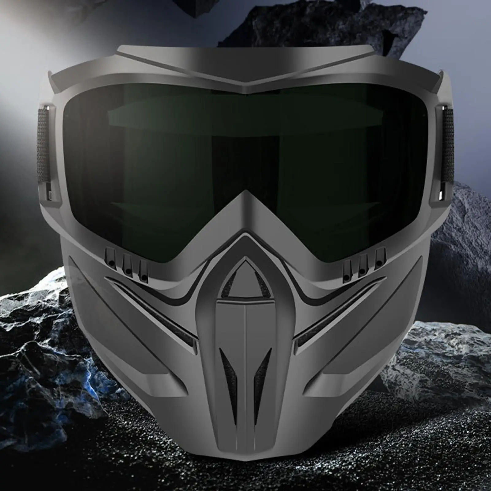 Enhanced Motorcycle Riding Face Shield with Detachable Goggles - Anti-Fog & Windproof Protection