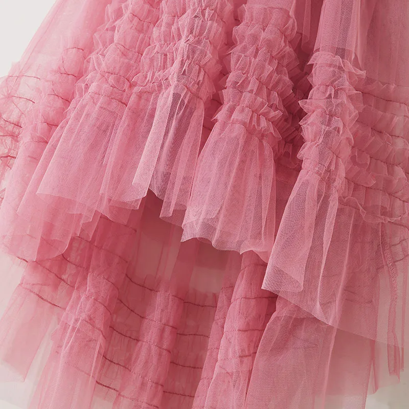 mini skirt 2022 Spring Summer Vintage Tulle Skirt Women Elastic High Waist Mesh Agaric Edge Fold Skirts Long Pleated Tutu Skirt Female Jupe crop top and skirt