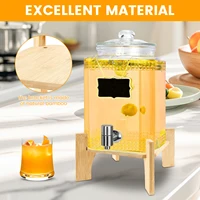 Drink Dispenser Stand Bamboo Rack Glass Jar Water Jug Holder Beverage Whiskey Decanter Stand Dispenser Base for Bar Office 2