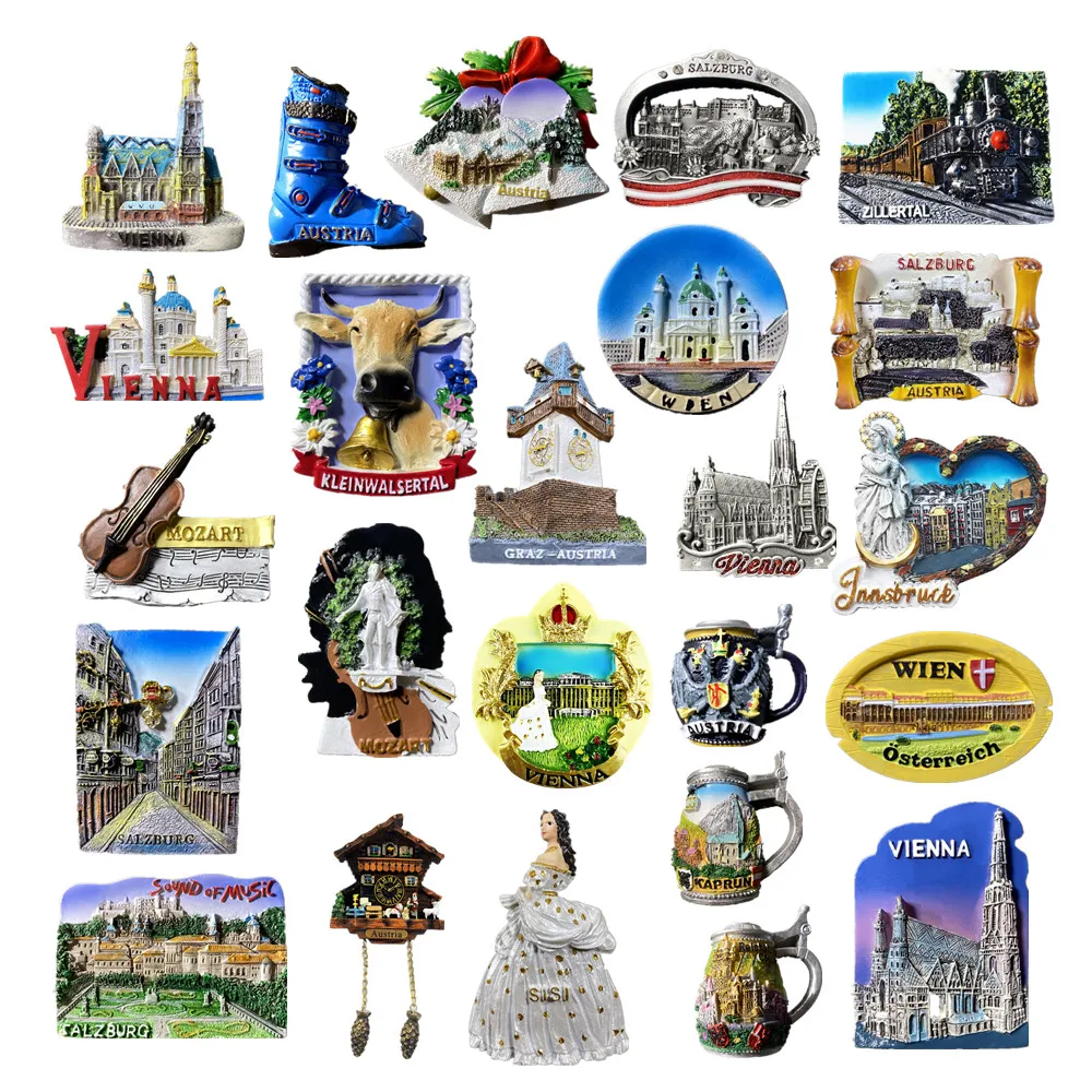 

Europe Austria 3D Fridge Magnets Tourism Souvenir Refrigerator Magnets Sticker Collection Handicraft Decoration Articles