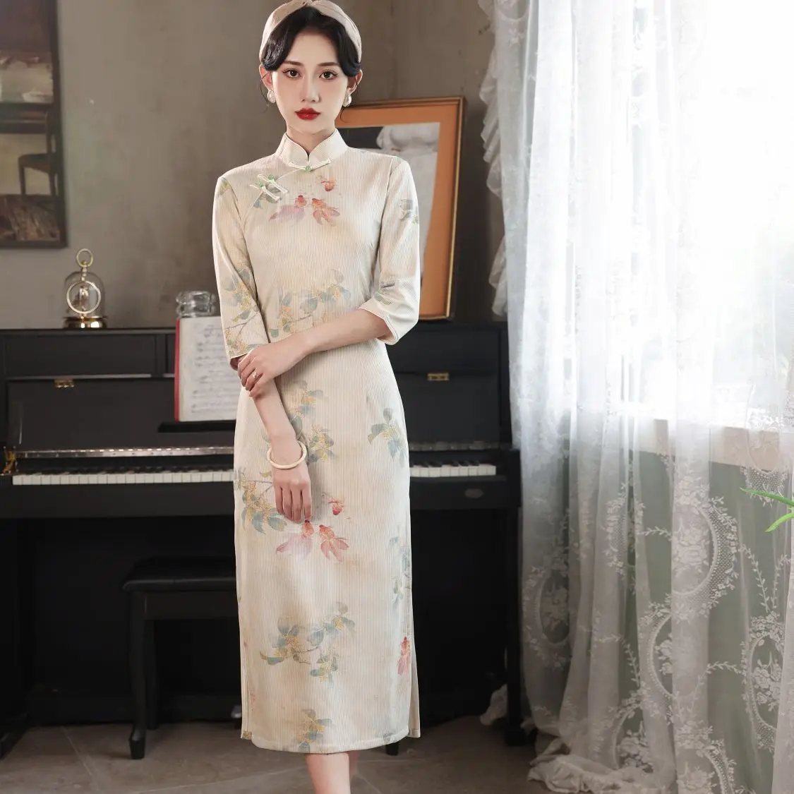 

Yourqipao Chinese Women Cheongsam Formal Evening Dresses Middle Length Qipao Prom Skirt Hanfu Gowns For Plus Size Women 2023