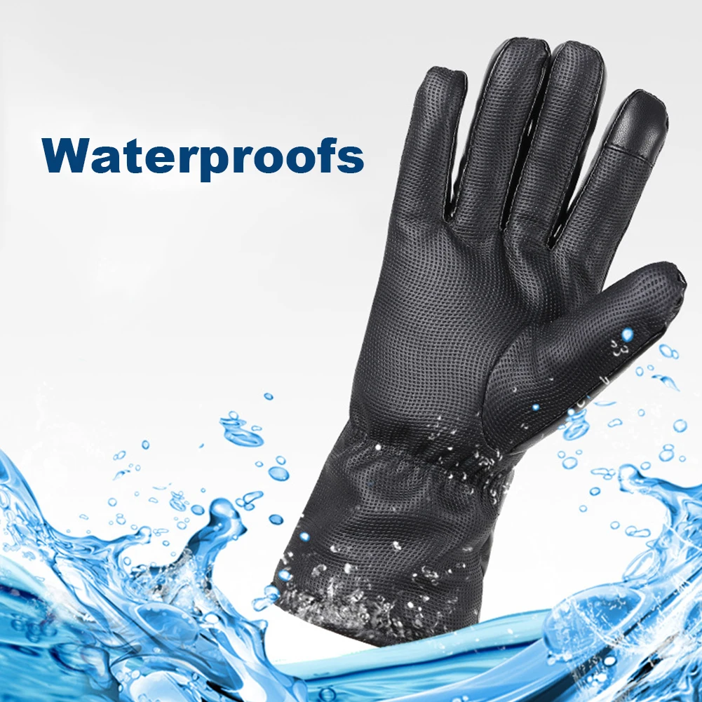 Rechargeable Heating Gloves 3 Temperature Levels Waterproof Thermal Touchscreen Gloves Hand Warmer for Outdoor Motorcycle Skiing
