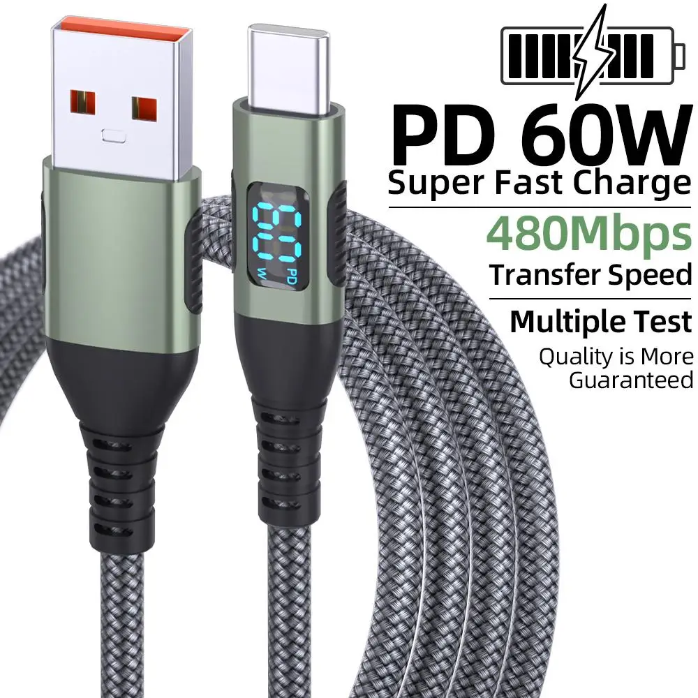 ตัวเลือกสินค้า สายชาร์จ USB-C ถักไนลอน ชาร์จเร็ว ทนทาน