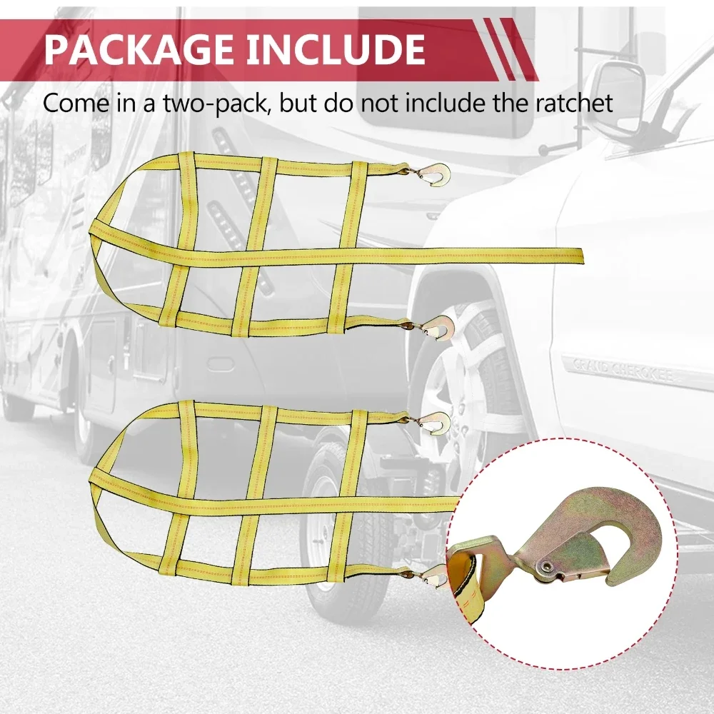 Tow Dolly Car Tire Ropes Straps for 14-20 inch Tire Basket Fixing Lashing Strap Chains Tension Car Transport Fastening Belt