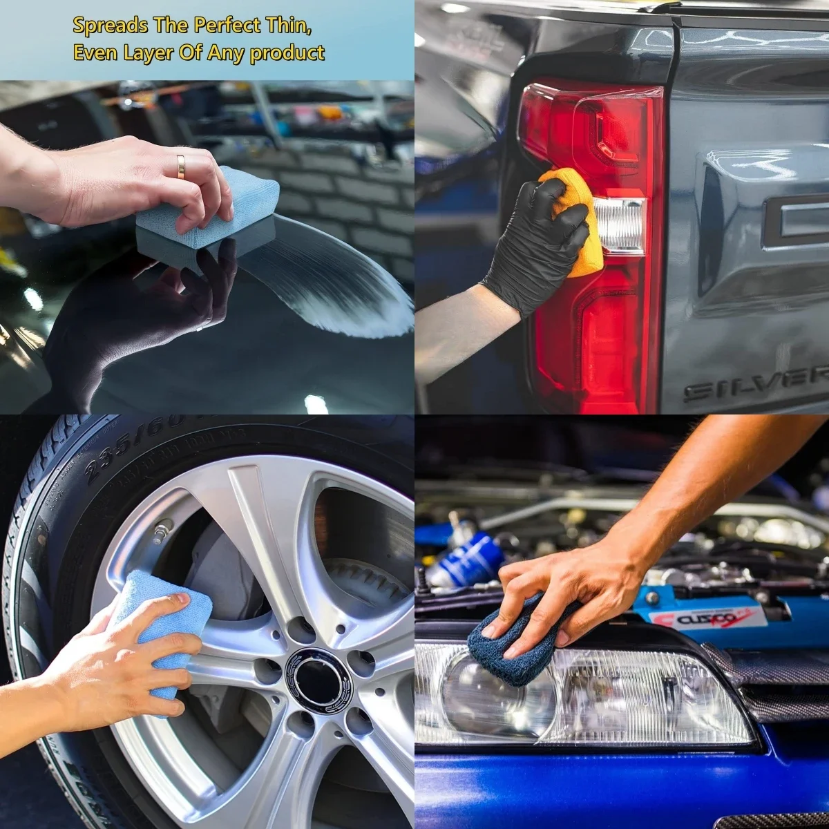 8PCS Microfiber Car Wax Applicator Pads, Soft Auto Detailing Sponge for Paint Polishing & Cleaning