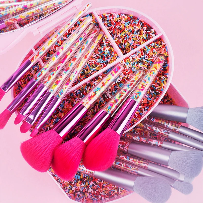 Lucky-Girls 5/8pcs Mini Makeup Brushes Soft Eyeshadow Powder Blush Eyebrow Brush Set Candy Theme Small Cosmetic Tools