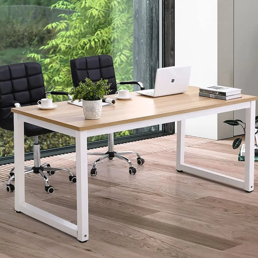 

63 Inch Large Office Desk, Writing Study Table for Home Office Desk Workstation Wide Metal Sturdy Frame Thicker Steel Legs