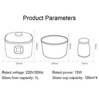 Electric Yogurt Maker Leben Fermenter Automatic Multifunction 1L Glass Liner Natto Rice Wine Fermenting Machine 4 Yoghurt Cups 2