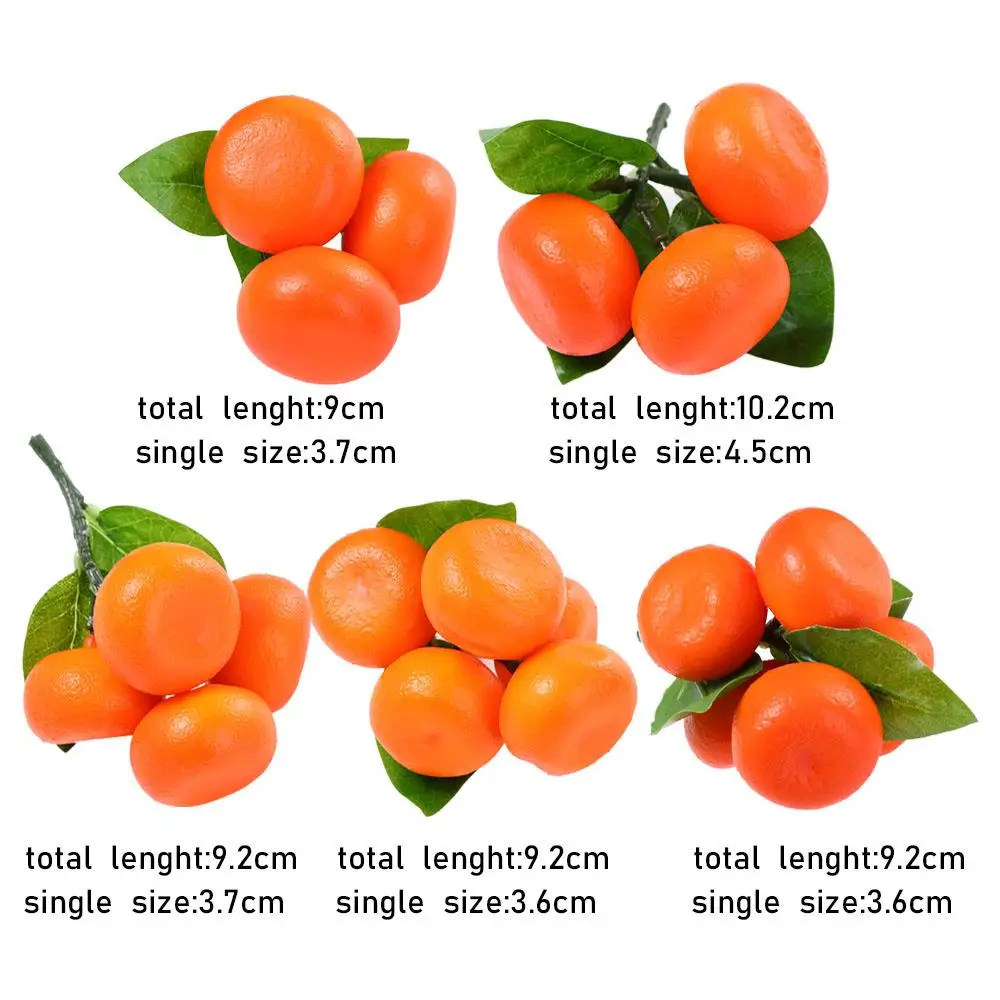 Artificial Fruits and Vegetables Imitation Fruits with Fruits and Leaves Home Ornaments Fruit Display Party Decor Tangerine Model Fake Oranges Artificial Fruit