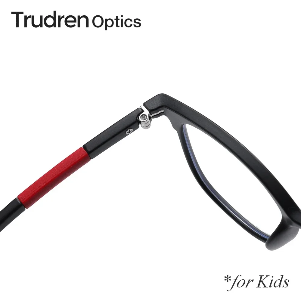 Trudren Kids TR-90 Horn Rimmed Square Non-prescription Clear Eyeglasses for Children Blue Light Blocking Computer Glasses 2001