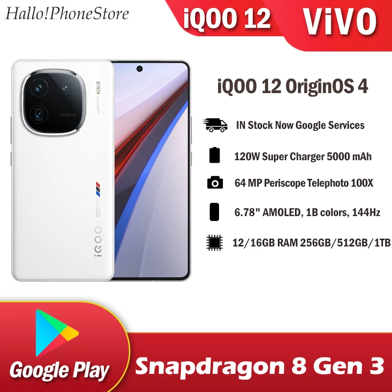 Vivo-iqoo 12スマートフォン,snapdragon 8 gen 3, Android 14, 6.78