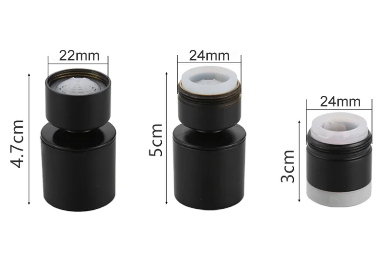 Kitchen Faucet Aerator 360 Degree Dual Mode 2 Stream Splash-proof Pressurized Kitchen Faucet Aerator Bubbler Black