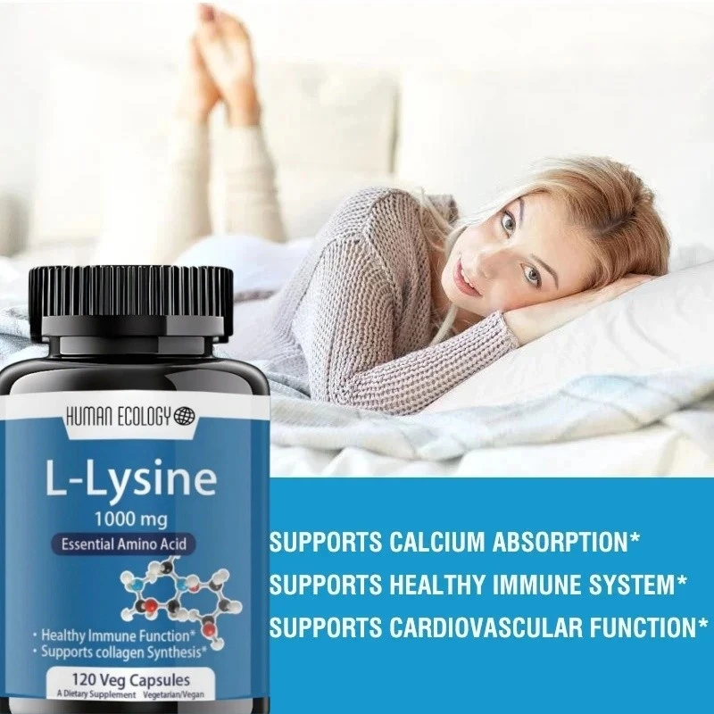 L-Lysine Tablets 1000mg 120 Enhance Absorption Assimilation Skin Lip Integrity Collagen Support