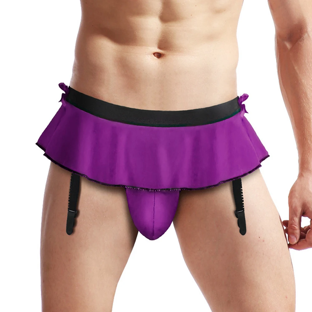 Men Sexy Underwear Invisible Pouch Enhancing Thong Panties G-String Skirt Briefs Sensual Temptation Clubwear Breathable Knickers