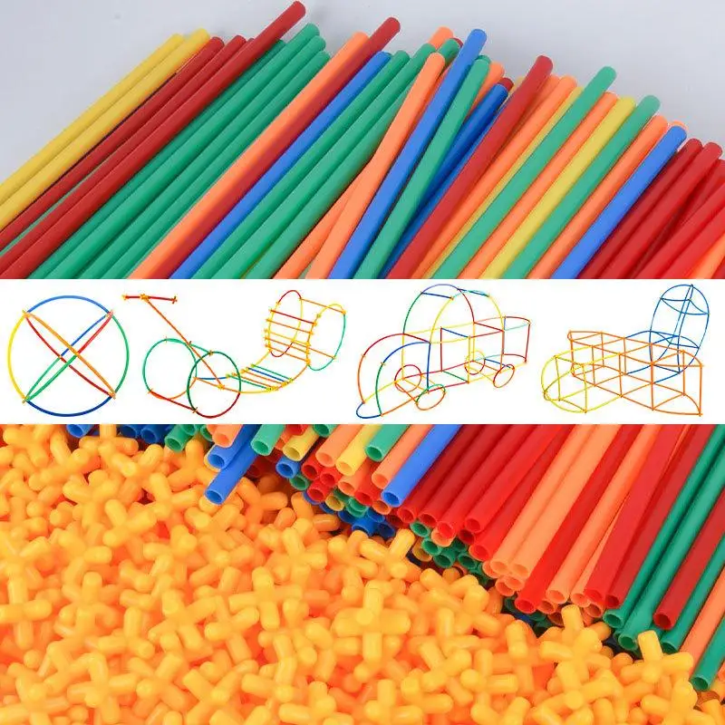 4D Colorful Plastic Straw Building Blocks Children's Educational Toys Assembling And Building Game Toy Children Birthday Gift