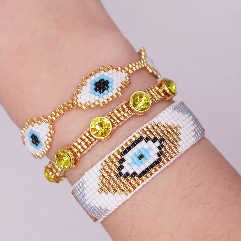 

ZHONGVI Miyuki Beaded Bracelets Set Gold Color Devil's Eye Bracelet Bohemian Pulsera Native Style Jewellery Armband for Women