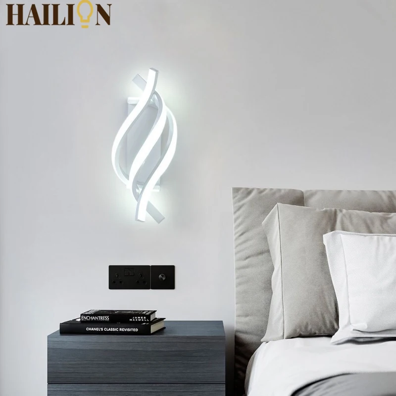 

Modern LED Wall Lamp Bedside Light for Bedroom Aisle Corridor Balcony Entrance Indoor Lighting Decoration Black White