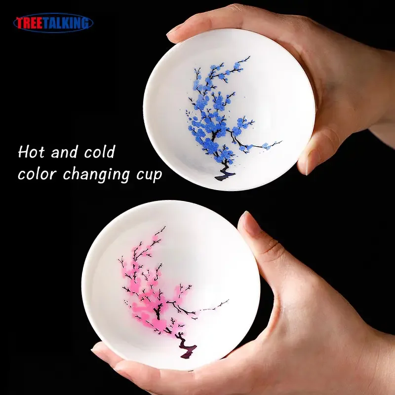 Description Picture 2 of itemColor Changing Ceramics Tea Cup Japanese-style Sake Glass Cold/Hot Water Discoloration Cherry Blossoms Tea Bowl SGS Food Grade