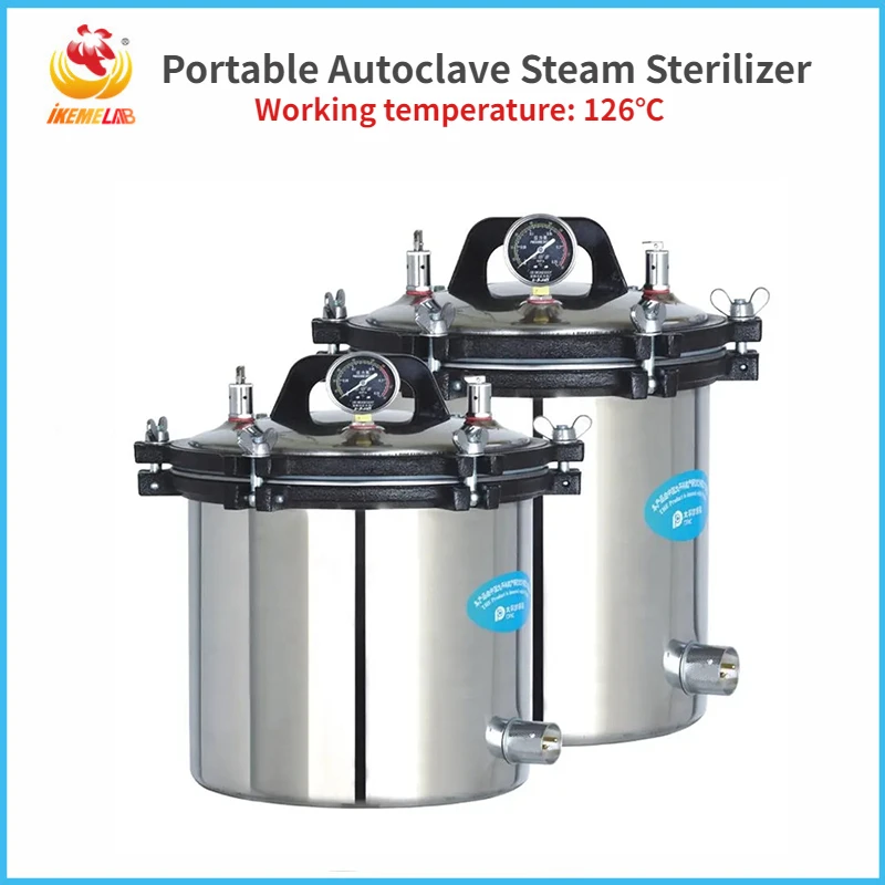 IKEME Portable Autoclave Steam Sterilizer 18L Electric Heating Medical dental Autoclave machine Laboratory Dental autoclave