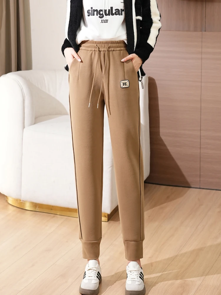 

Winter Thick Warm Pants Women Double Velvet Sweatpants Jogger Elastic High Waist Casual Sweatpants Windproof Pants For Women