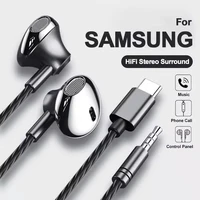 Type C 3.5mm Wired Headphone In Ear Headset Wired Earphones with Mic Bass HiFi Stereo Earbuds Sports In-line Control For Samsung