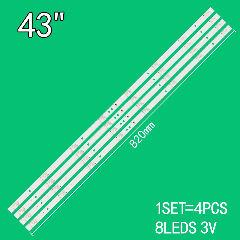 4PCS 8LEDs 3V 820mm For 43