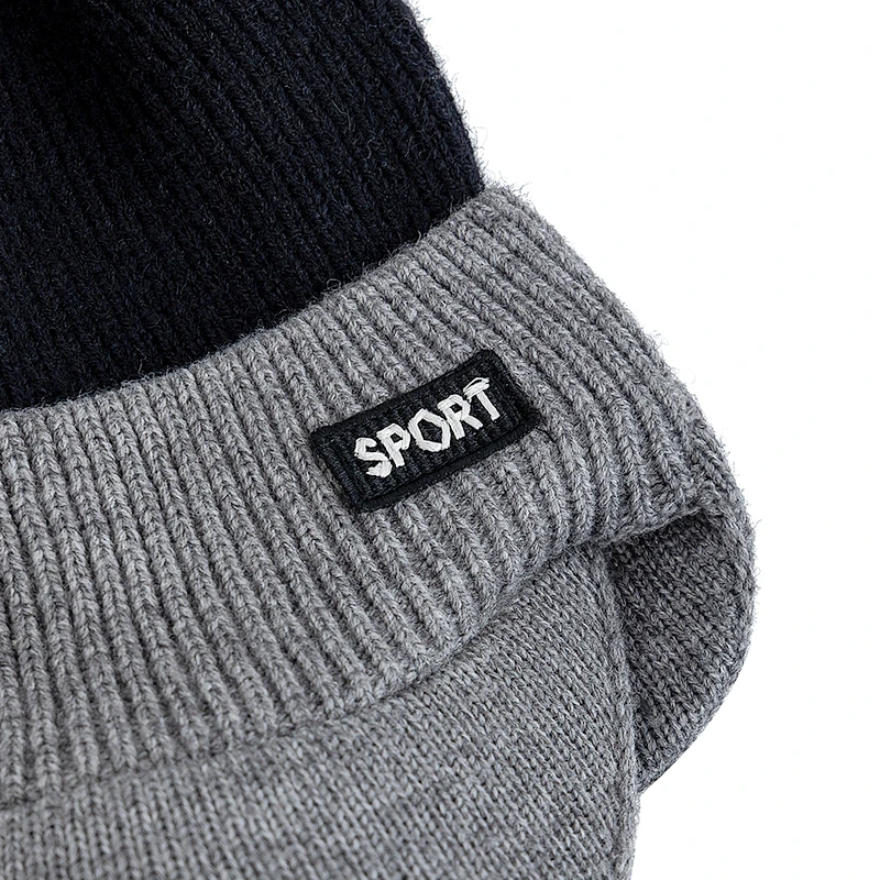 Hot Sale Winter Hat Fur Lined Beanie Warm Earflap Brim Cap Stylish Hats For Men Outdoor Thicken Ski Sports Knitted Hat Warm Gift