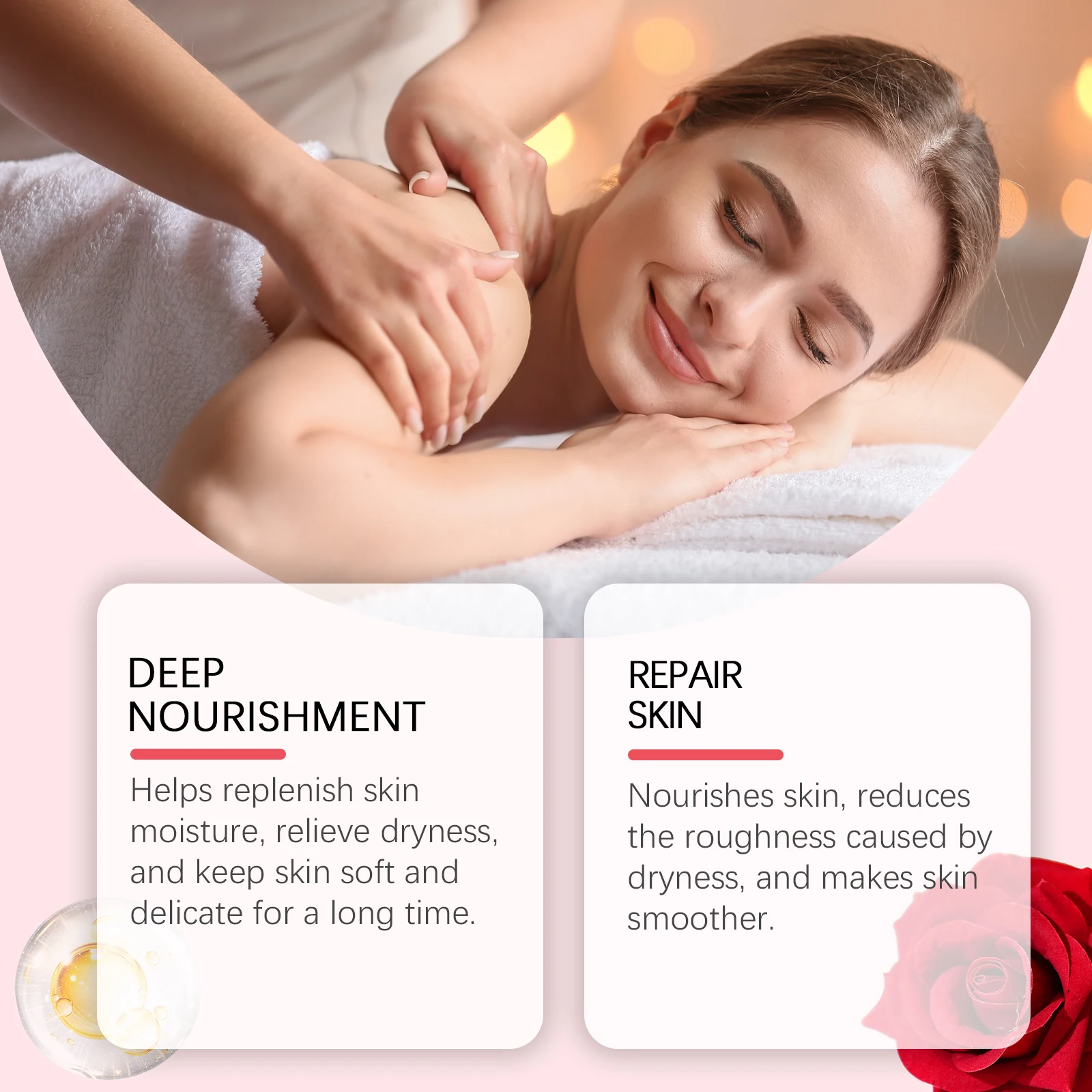 Rose Moisturizing Essential Oil - Deep Nourishment, Hydrates Skin, Relieves Dryness & Locks in Moisture