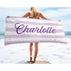 Custom Name Personalized Beach Towel Microfiber Print Letter Towel Creative Colorful Glitter Stripe Summer Beach Bathing Towel 1