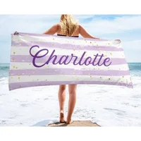 Custom Name Personalized Beach Towel Microfiber Print Letter Towel Creative Colorful Glitter Stripe Summer Beach Bathing Towel 1